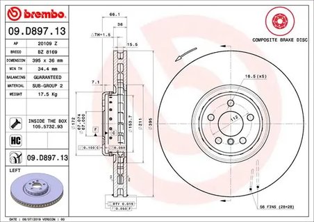 DISC FRANA BREMBO 09.D897.13 - Compatibil cu BMW, ROLLS-ROYCE