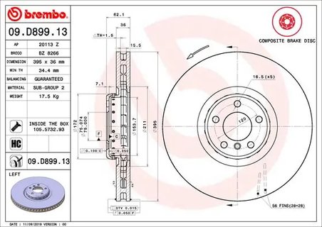 DISC FRANA BREMBO 09.D899.13 - Compatibil cu BMW