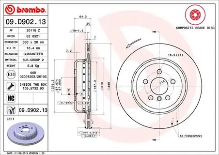 DISC FRANA BREMBO 09.D902.13 - Compatibil cu BMW, BMW (BRILLIANCE), TOYOTA