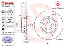 DISC FRANA BREMBO 09.D904.13 - Compatibil cu BMW, TOYOTA