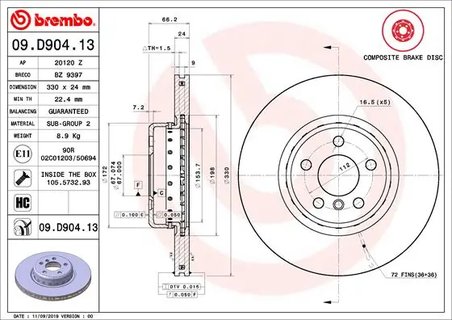Disc frana Brembo 09.D904.13