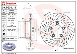 DISC FRANA BREMBO 09.D930.11 - Compatibil cu PORSCHE