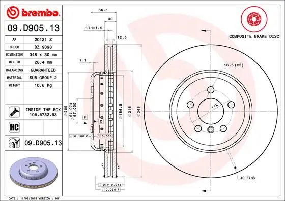 Disc frana Brembo 09.D905.13