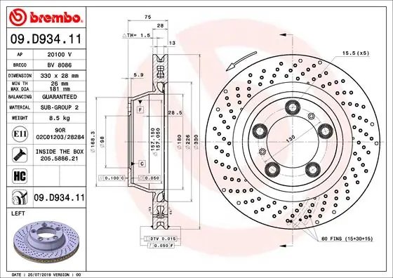 Disc frana Brembo 09.D934.11