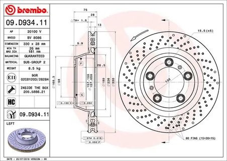 Disc frana Brembo 09.D934.11
