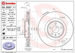 DISC FRANA BREMBO 09.D937.11 - Compatibil cu PORSCHE