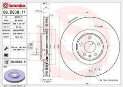DISC FRANA BREMBO 09.D938.11 - Compatibil cu PORSCHE