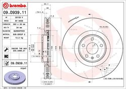 DISC FRANA BREMBO 09.D939.11 - Compatibil cu PORSCHE