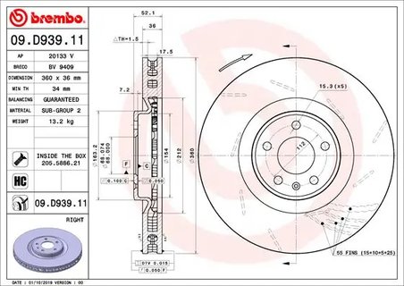 Disc frana Brembo 09.D939.11