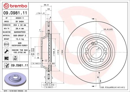 DISC FRANA BREMBO 09.D981.11 - Compatibil cu MERCEDES-BENZ