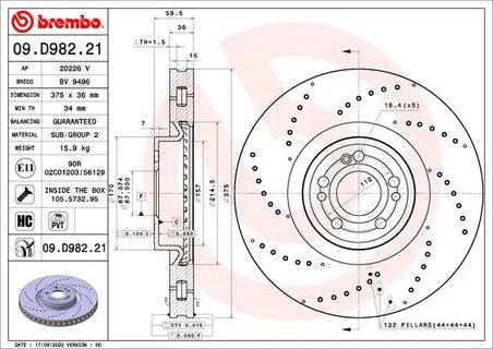 DISC FRANA BREMBO 09.D982.21 - Compatibil cu MERCEDES-BENZ