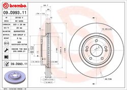 DISC FRANA BREMBO 09.D993.11 - Compatibil cu GENESIS, KIA