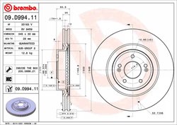 DISC FRANA BREMBO 09.D994.11 - Compatibil cu GENESIS, KIA