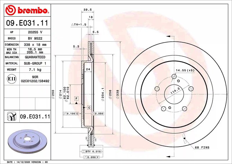 Disc frana Brembo 09.E031.11