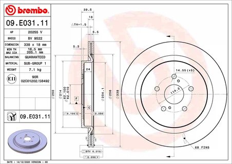 Disc frana Brembo 09.E031.11