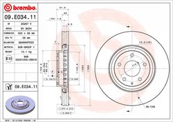 DISC FRANA BREMBO 09.E034.11 - Compatibil cu MAZDA, MAZDA (CHANGAN)