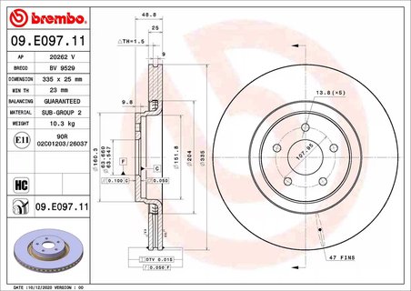 DISC FRANA BREMBO 09.E097.11 - Compatibil cu FORD