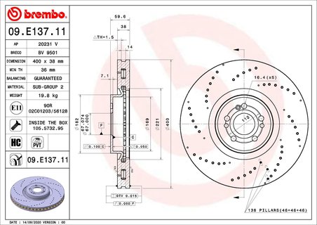 Disc frana Brembo 09.E137.11