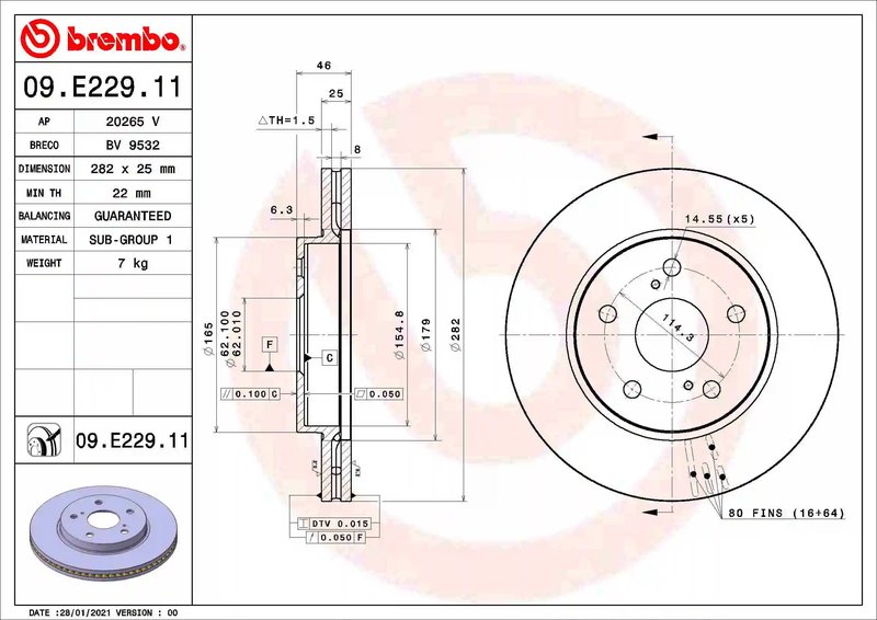 Disc frana Brembo 09.E229.11