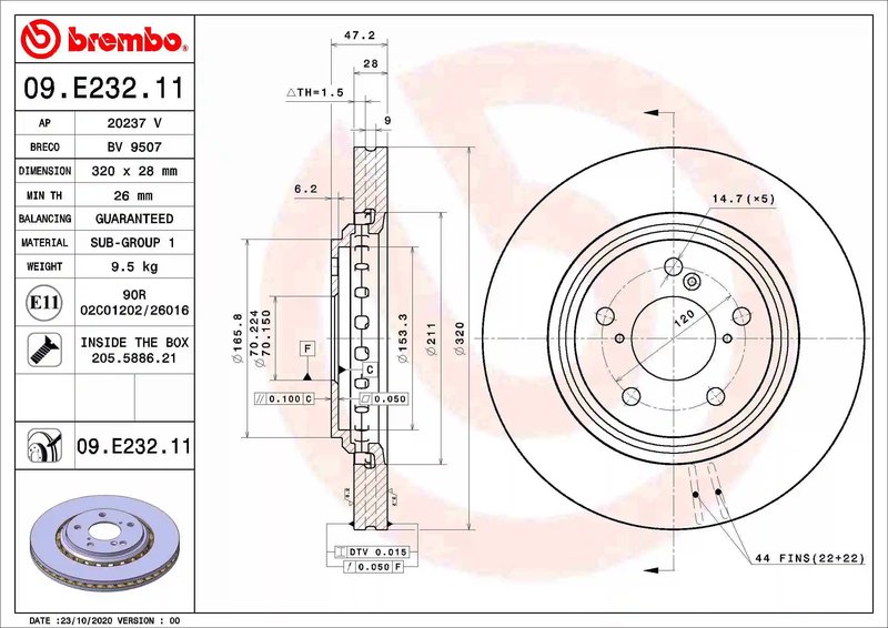 DISC FRANA BREMBO 09.E232.11 - Compatibil cu HONDA