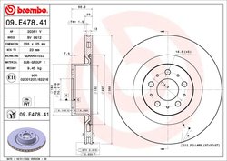 DISC FRANA BREMBO 09.E478.41 - Piesa auto compatibila cu mai multe marci