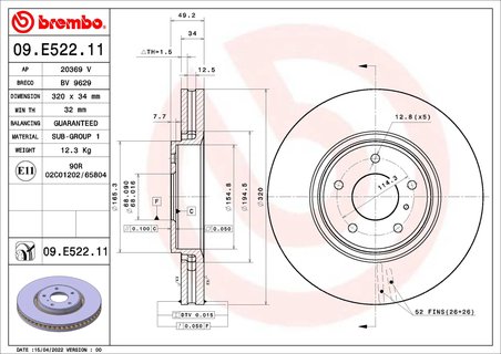 Disc frana Brembo 09.E522.11