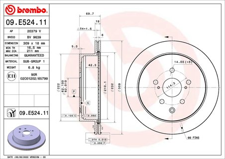 DISC FRANA BREMBO 09.E524.11 - Compatibil cu LEXUS
