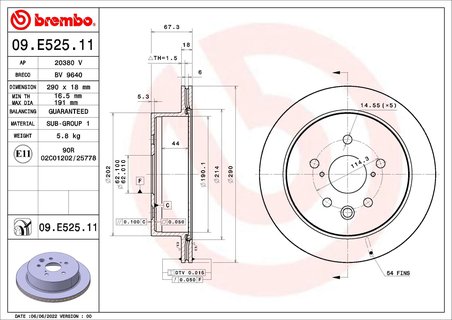 DISC FRANA BREMBO 09.E525.11 - Compatibil cu LEXUS