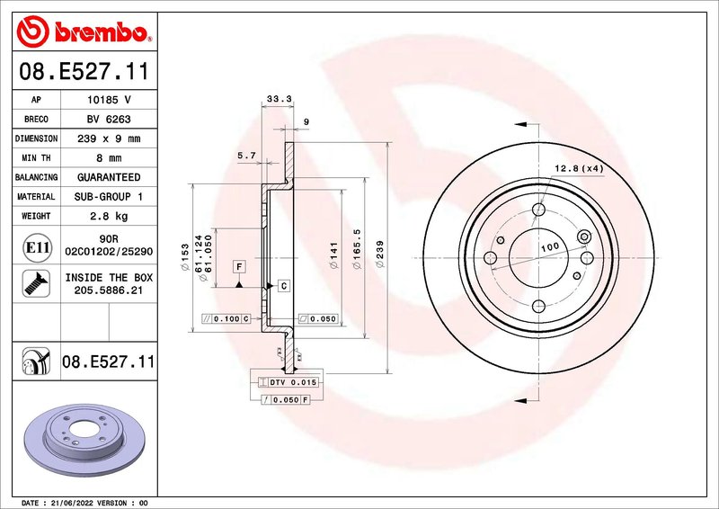 Disc frana Brembo 09.E528.11