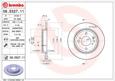 Disc frana Brembo 09.E528.11