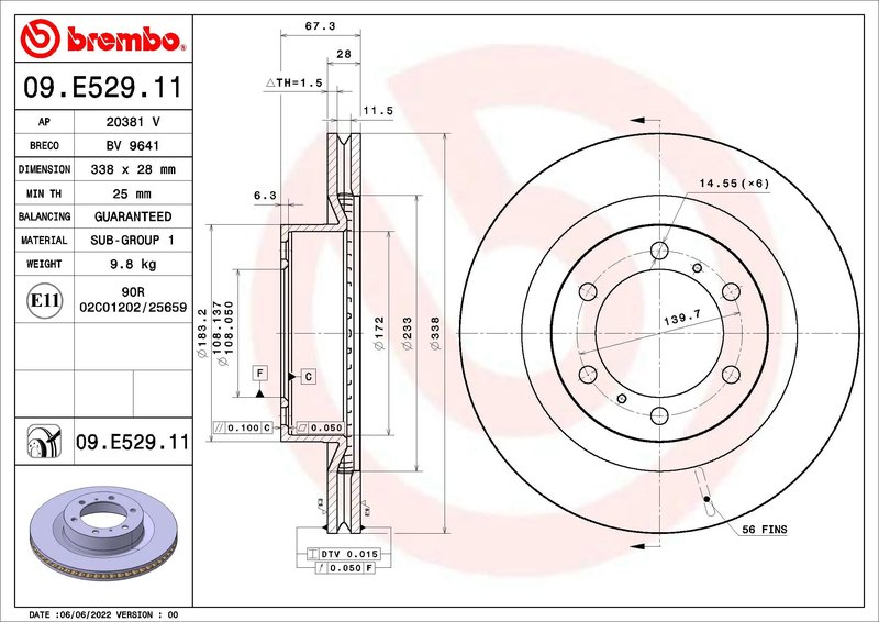 Disc frana Brembo 09.E529.11