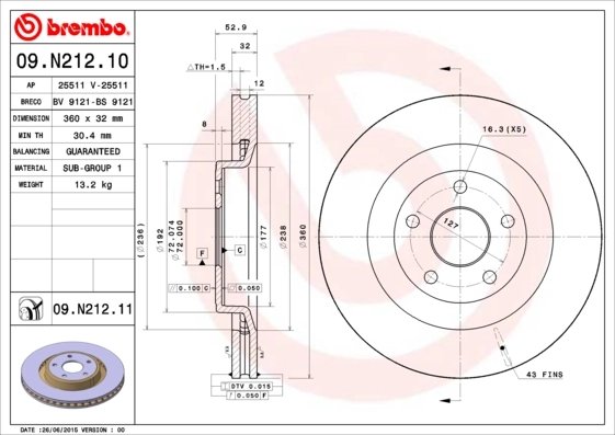 Disc frana Brembo 09.N212.11