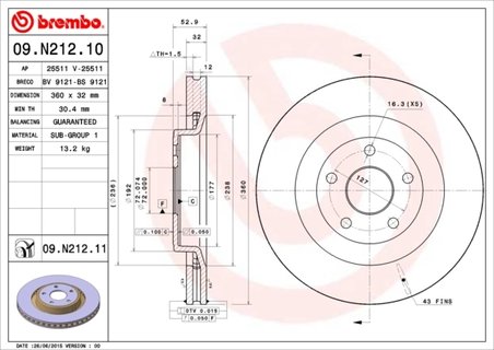 Disc frana Brembo 09.N212.11