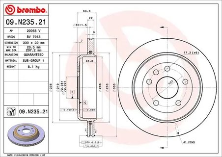 DISC FRANA BREMBO 09.N235.21 - Compatibil cu DODGE, JEEP