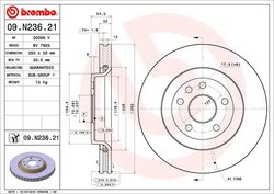 DISC FRANA BREMBO 09.N236.21 - Compatibil cu DODGE, JEEP