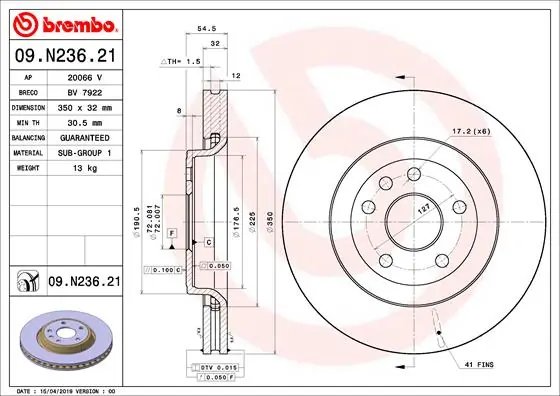 Disc frana Brembo 09.N236.21