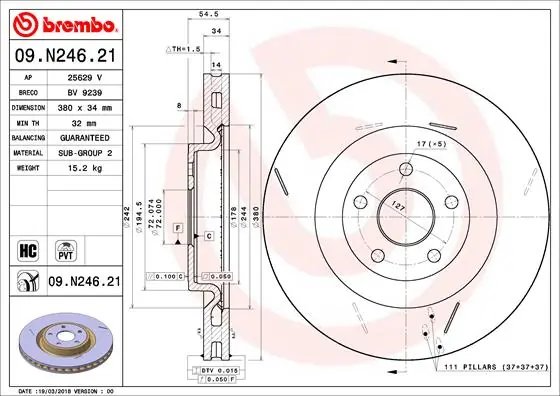 DISC FRANA BREMBO 09.N246.21 - Compatibil cu JEEP