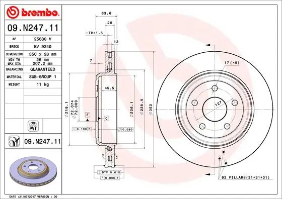 DISC FRANA BREMBO 09.N247.11 - Compatibil cu JEEP
