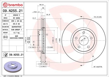 Disc frana Brembo 09.N255.21