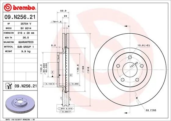 Disc frana Brembo 09.N256.21