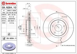 DISC FRANA BREMBO 09.N264.11 - Compatibil cu CITROEN, MITSUBISHI, MITSUBISHI (BJC), MITSUBISHI (GAC), PEUGEOT