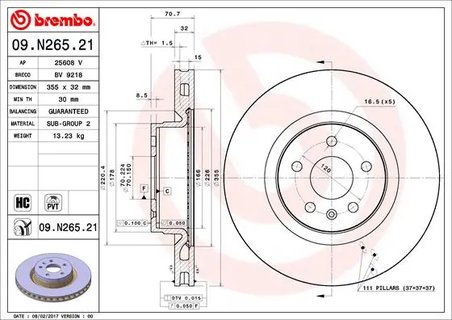 DISC FRANA BREMBO 09.N265.21 - Compatibil cu TESLA