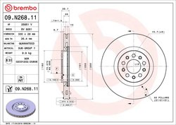 DISC FRANA BREMBO 09.N268.11 - Compatibil cu CHRYSLER, JEEP, JEEP (GAC FCA)