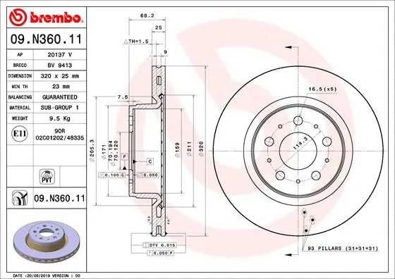Disc frana Brembo 09.N360.11