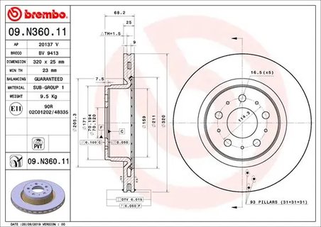Disc frana Brembo 09.N360.11