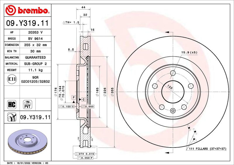 Disc frana Brembo 09.Y319.11