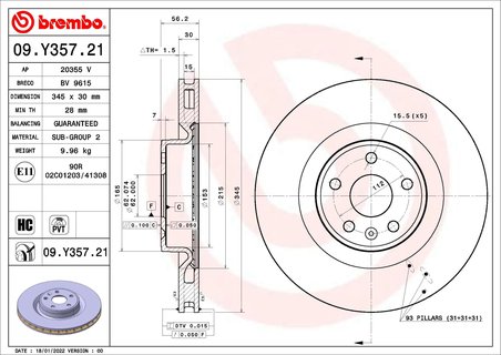 Disc frana Brembo 09.Y357.21