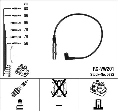 FISE BUJII NGK 0932 - Compatibil cu FORD, VW