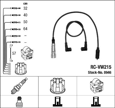 FISE BUJII NGK 0946 - Compatibil cu SEAT, VW