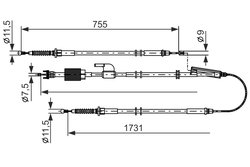 CABLU FRANA DE MANA BOSCH 1 987 482 804 - Compatibil cu OPEL, VAUXHALL